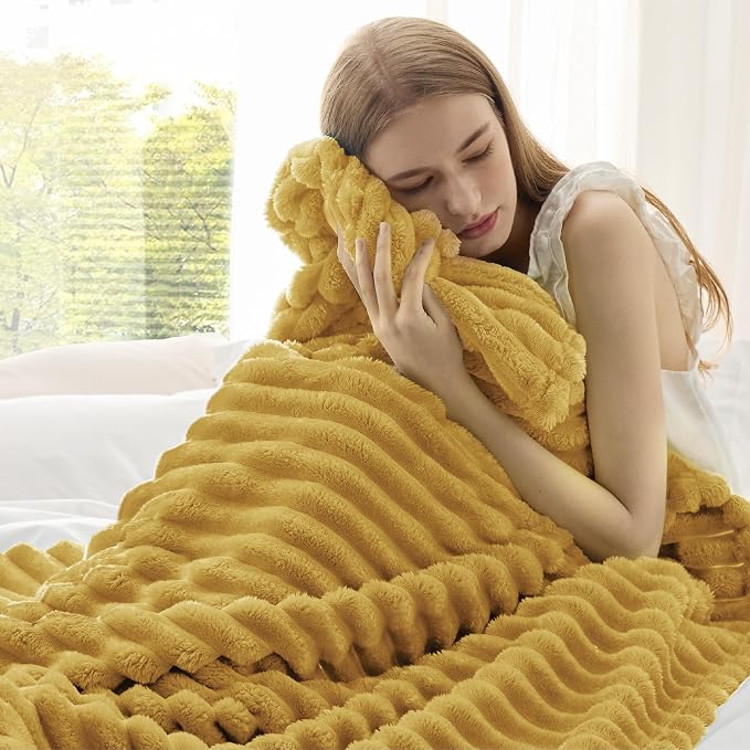 Bedsure GentleSoft Yellow Fleece Blanket - Image 3