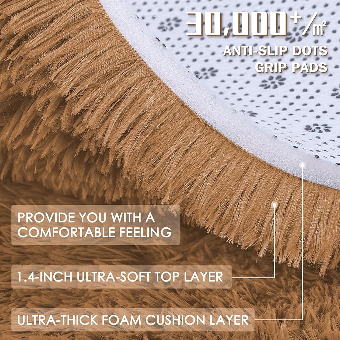 OLANLY 3x5 Machine Washable Small Bedside Rug, Soft Fluffy Shaggy Rugs - Image 8