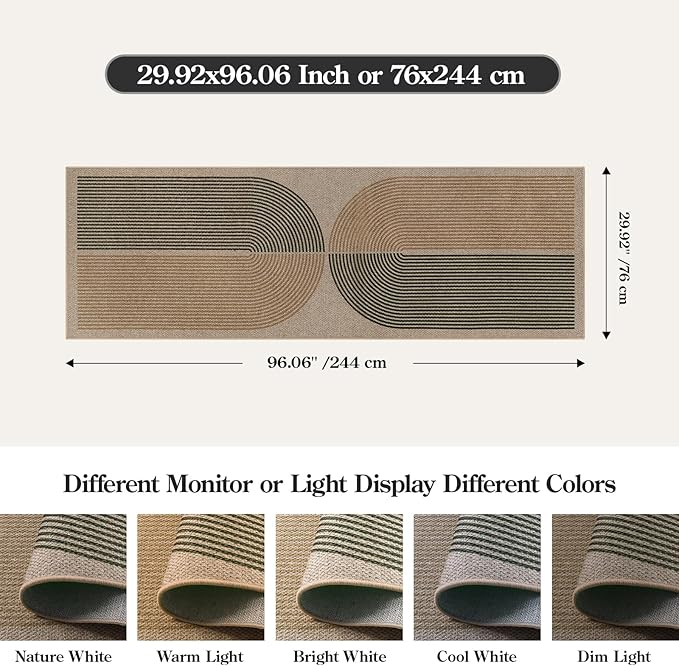 Lahome Enfys Modern Rainbow Easy Jute Rug, 2x8 Hallway Runner Washable Rugs - Image 2