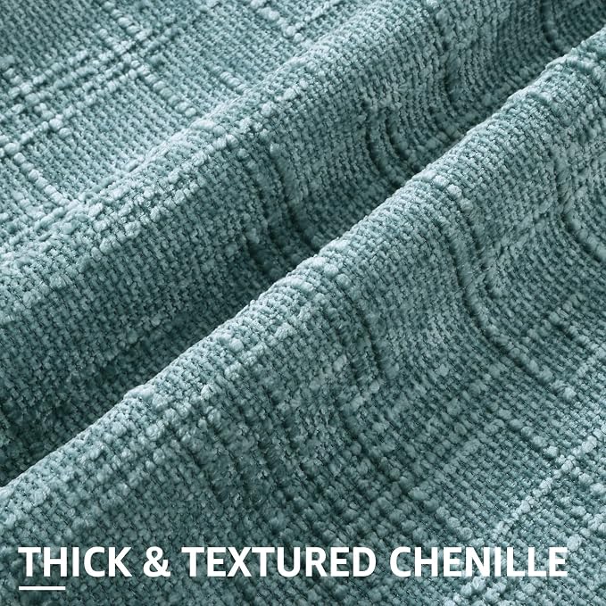 decorUhome Summer Teal Chenille Throw Pillow Covers 16x16 Set of 2 Textured - Image 2