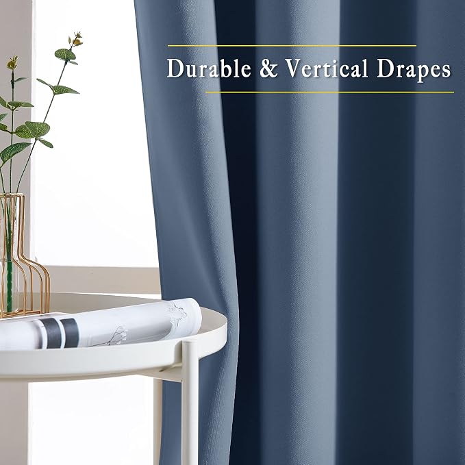 NICETOWN Stone Blue Curtains 96 inches Long, Grommet Thermal Insulated Blackout - Image 5