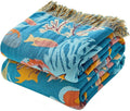 MSGKV Throw Blanket for Bed Cotton Cute Ocean Animals Twin Size Couch Blanket by MSGKVHomeTextiles