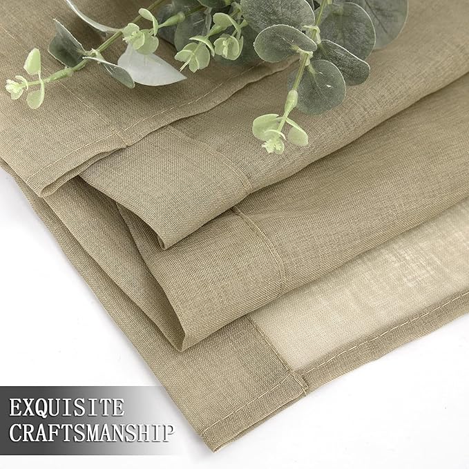 Tollpiz Sheer Curtain Linen Textured Living Room Curtains Sheer Light Filtering - Image 7