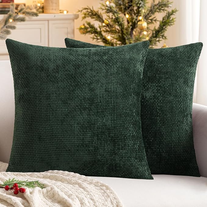 MIULEE Pack of 2 Christmas Green Couch Throw Pillow Covers 20x20 Inch Modern by MIULEE