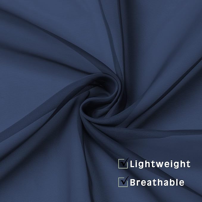 OWENIE Blue Sheer Curtains 36 Inches 2 Panels Set - Image 3