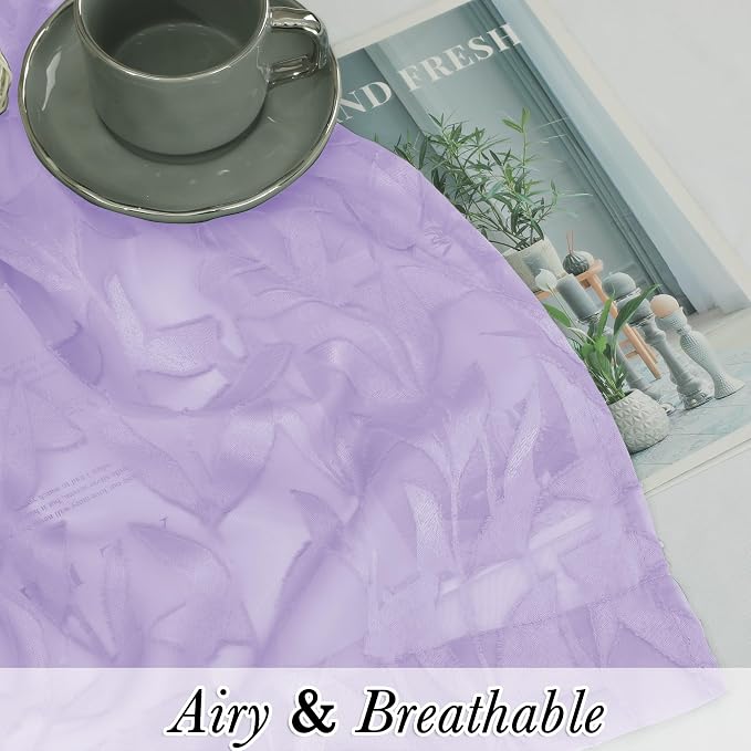 Lecloud Leia Light Purple Sheer Curtains 14 Inch Length 2 PCS, Dual Rod Pockets - Image 9