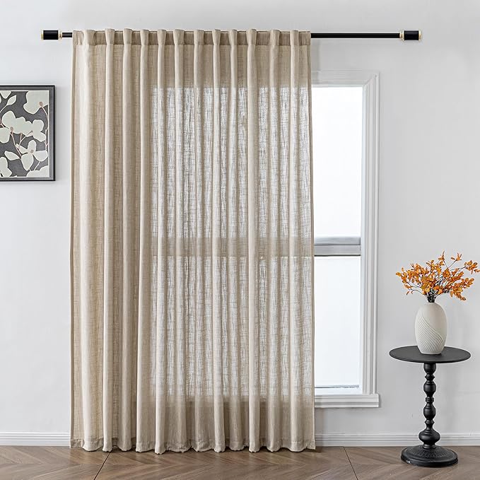 MYSKY HOME Boho Curtains Farmhouse Living Room Curtain Drapes, Light Filtering by MYSKYHOME