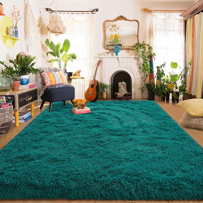 Amearea Blue and Green Shag Area Rug 5' x 7' by AmeareaDirect