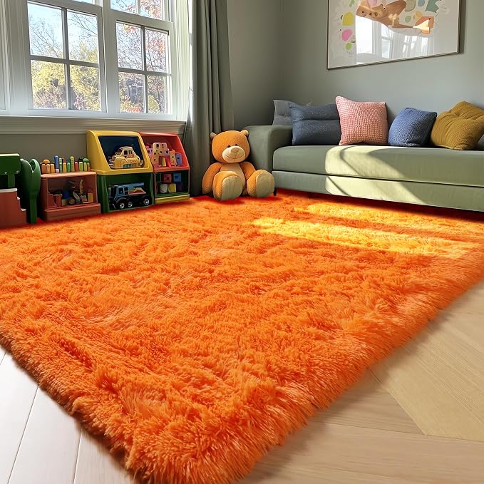 ONASAR Orange Area Rugs for Bedroom Living Room, Fluffy 4x6 Indoor Bedside - Image 9