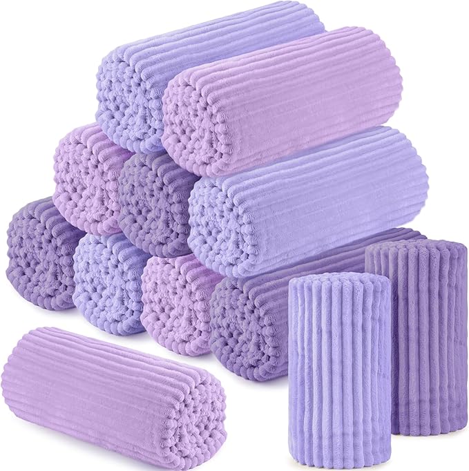Buryeah 12 Pcs Flannel Throw Blanket Bulk 50 x 60 in Sleepover Blanket Outdoor by Buryeah