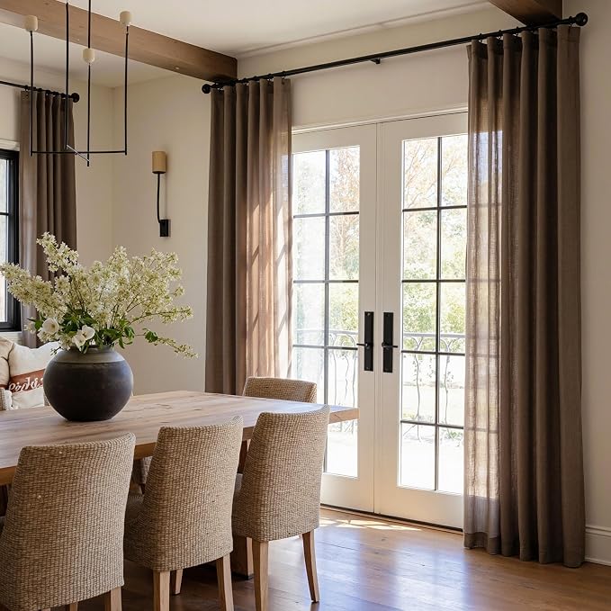 MYSKY HOME 108 Inches Long Dark Brown Sheer Curtains - Image 2