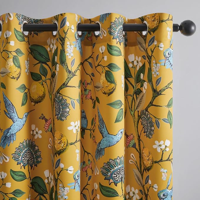 Topfinel 80 Inches Long Custom Mustard Yellow Luxury Curtains by Topfinel