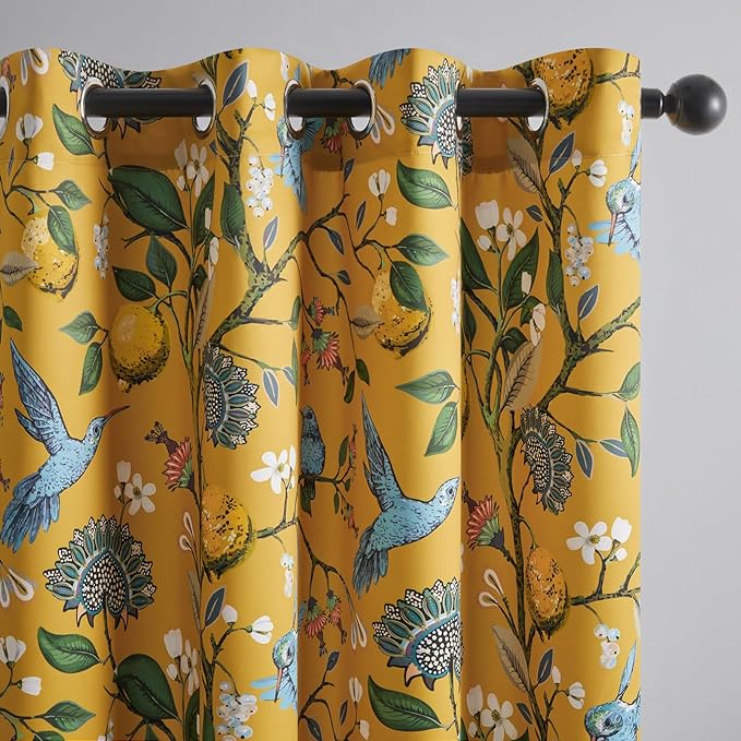 Topfinel 48 Inches Long Short Mustard Yellow Blackout Curtains by Topfinel
