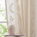 jinchan Belrose Linen Curtains for Bedroom Floral Curtains 90 Inch Length Linen by JINCHAN