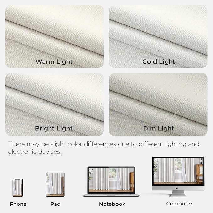 Joydeco Pinch Pleated Linen Curtains Darkening Drapes - Image 8