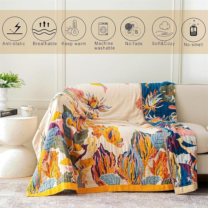 MSGKV 100% Cotton Throw Blanket - Image 3