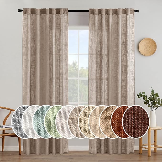 MIULEE Taupe Linen Curtains 84 Inch Length by MIULEE