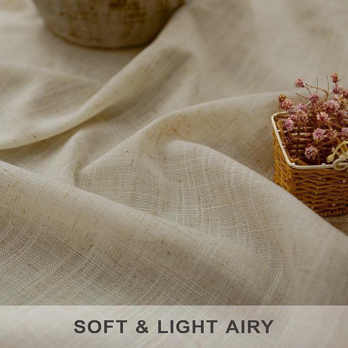 Burlywood Birch Taupe Beige Linen Curtains 96 Inches Long - Image 3