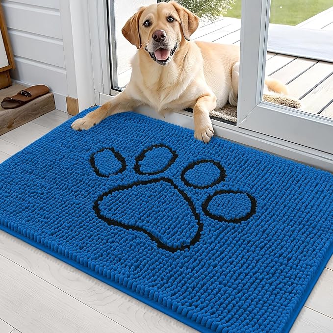 OLANLY Dog Door Mat for Muddy Paws 36x24, Paw Print Design, Absorbs Moisture by OLANLY