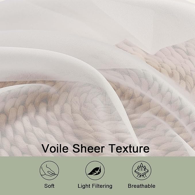 OWENIE Extra Long Ivory Sheer Curtains 144 inch 2 Panels Set, Translucent - Image 5