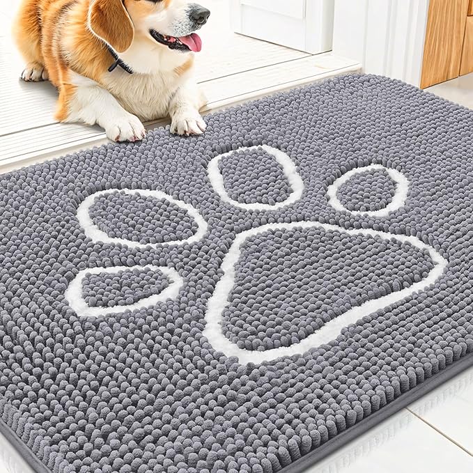 Smiry Dog Door Mat for Muddy Paws, Absorbent Dirt Trapper Non Slip Quick Dry by Smiry