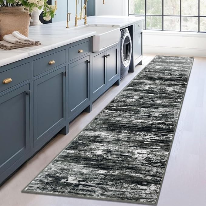 KOZYFLY Modern Abstract Washable Rug Runner 2.6x12 Hallway Rug Runner Non-Slip - Image 7