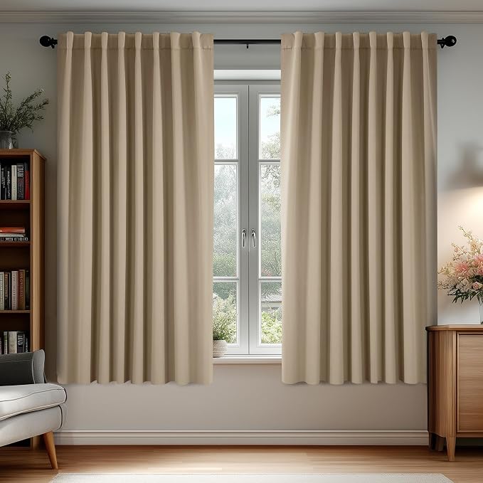 Deconovo Blackout Curtains, Thermal Insulated, W70 x L63 2 Panels, Back Tab by Deconovo