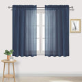 DWCN Navy Blue Sheer Curtains Semi Transparent Voile Rod Pocket Curtains by DWCN