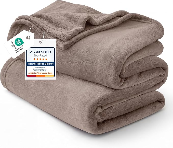 Bedsure GentleSoft Fleece Bed Blankets Queen Size Mocha Brown by BEDSURE