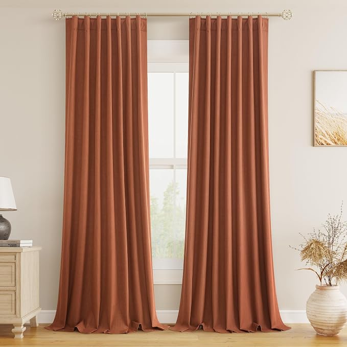 Guken Terracotta 100% Blackout Curtains 90 Inch Length 2 Panels Set Fall by Guken