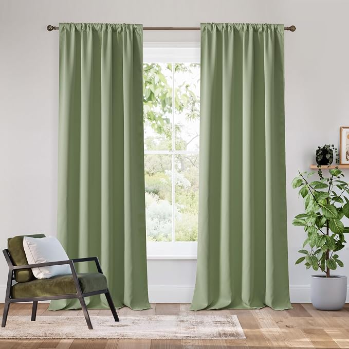 RYB HOME Bedroom Blackout Curtains 80 inches Long, 100% Blackout Thermal by RYBHOME