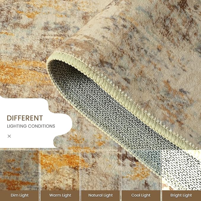 Entrance Rugs Indoor 2x3 Beige Entry Rug Washable Abstract Small Area Rug - Image 6
