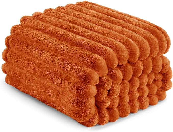 Exclusivo Mezcla Twin Size Flannel Fleece Blanket, Super Soft Striped Jacquard - Image 6