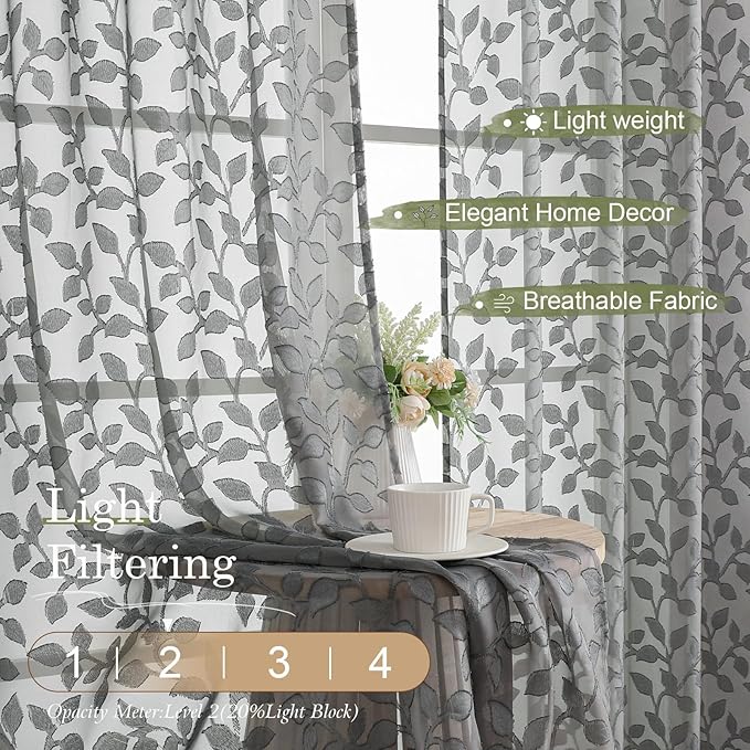 Chyhomenyc Charcoal Grey Sheer Valances - Image 3