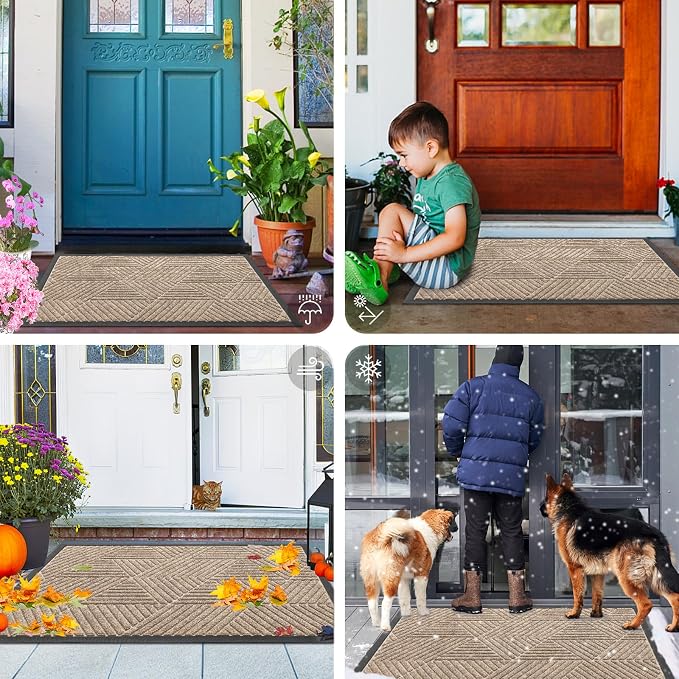 Smiry Front Door Mat Outside Entrance, Heavy Duty Sturdy Natural Rubber Doormat - Image 7