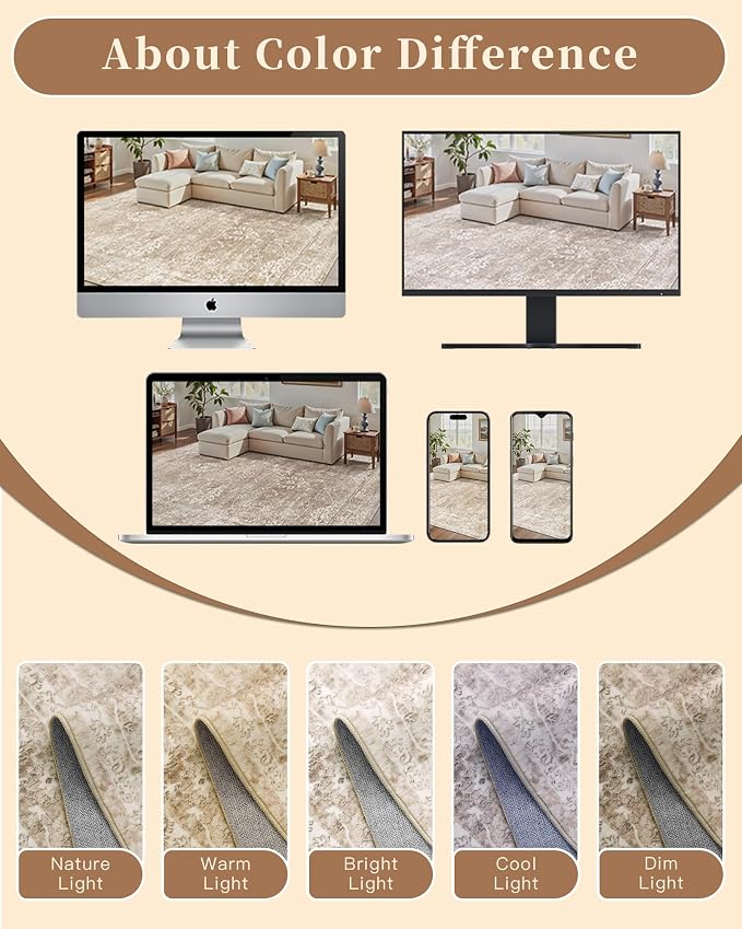 Madane Living Room 10x14 Area Rugs, Washable Low Pile Non-Slip Stain Resistant - Image 8