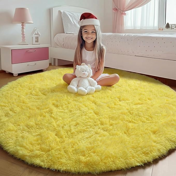 ONASAR Yellow Round Area Rugs 4ft by ONASAR