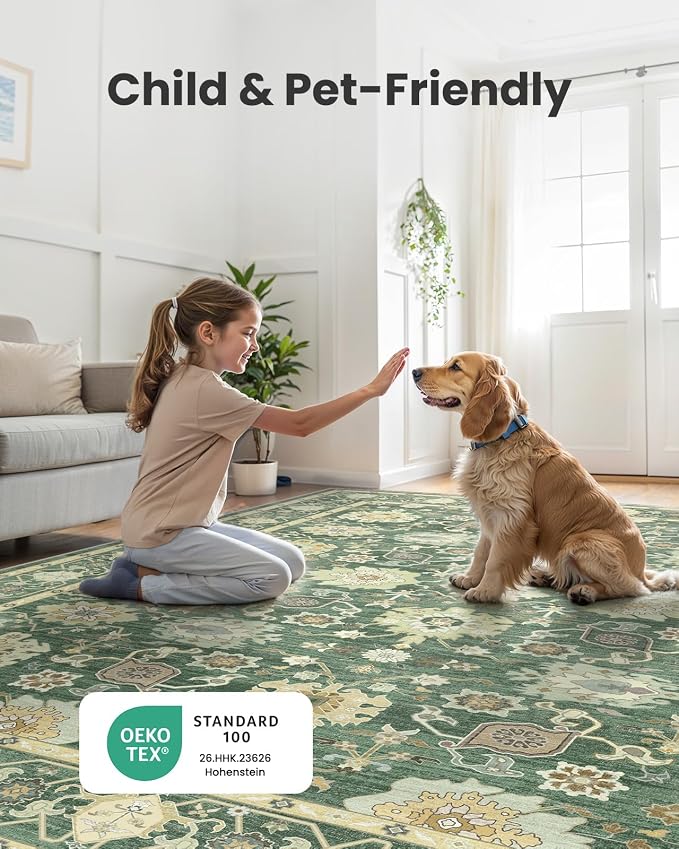 AMADA HOMEFURNISHING 2x6 Washable Entry Rug, Vintage Non-Slip & Low-Pile - Image 7