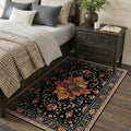 Area Rugs 3'x5' Washable Non-Slip, Floral Vintage Distress Print Pattern by RELEANY