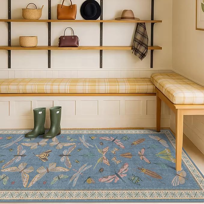 Blue Insect 2'6'' Wide 8' Long Hallway Runner Rug - Image 8