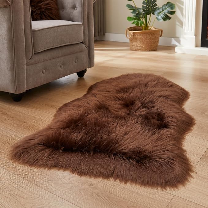 EasyJoy Ultra Soft Fluffy Shaggy Area Rug Faux Fur Rug Chair Cover Seat Pad - Image 2