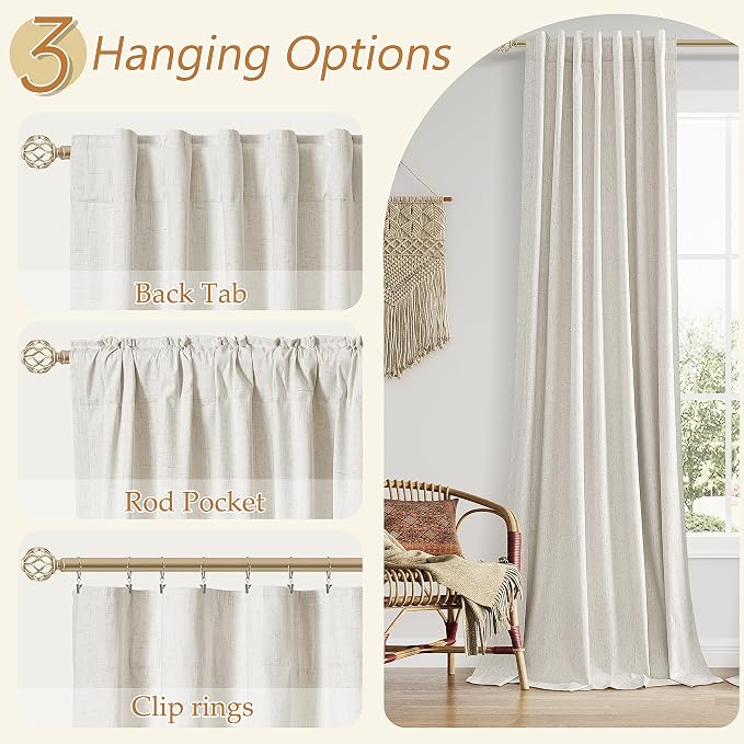 Guken 11 FT Extra Long Boho 100% Blackout Curtains 132 Inch Length 2 Panels Set - Image 6