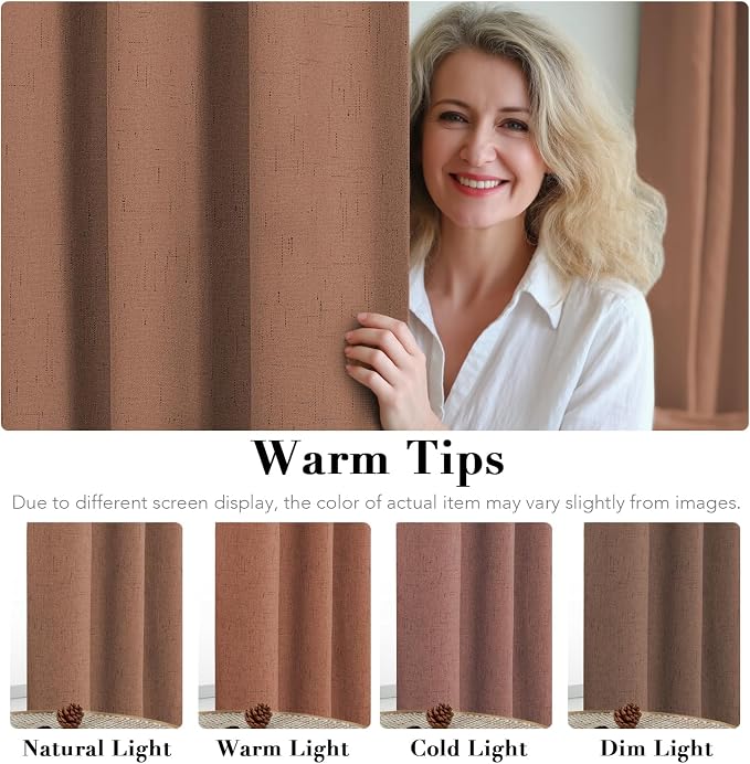 H.VERSAILTEX Linen Blackout Curtains 63 Inches Long 100% Blackout Thermal - Image 5