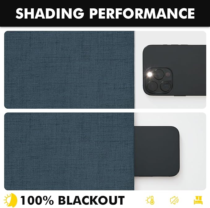 MIULEE 100% Blackout Linen Curtains 42 x 84 Inch Navy Blue 2 Panels | Thermal - Image 7
