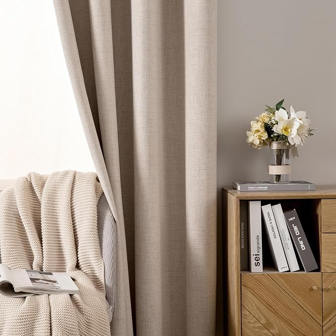 MIULEE 100% Blackout Linen Textured Curtains - Image 7