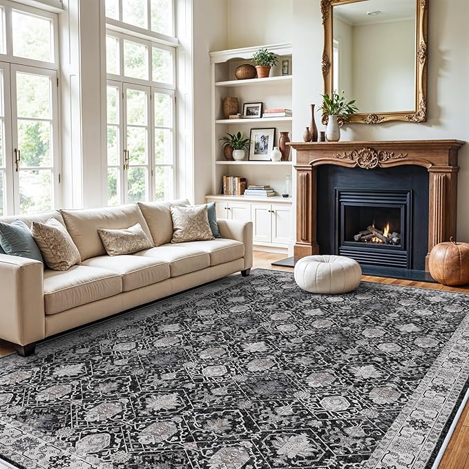 Washable Large 9x12 Area Rug: Indoor Oriental Living Room Carpet - Image 4