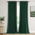 Guken Dark Green 100% Blackout Linen Curtains 84 Inch Length 2 Panels Set by Guken