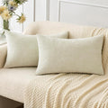 MIULEE Pack of 2 Cream Throw Pillow Covers 12x20 Inch Soft Chenille Lumbar by MIULEE