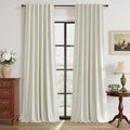RYB HOME Natural Linen Blended Curtains 84 inch Long 2 Panels Set, 100% by RYBHOME