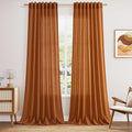 Desert Orange Semi Sheer Curtains 120 Inches Set Back Tab Loop Pocket Linen by Nanspring